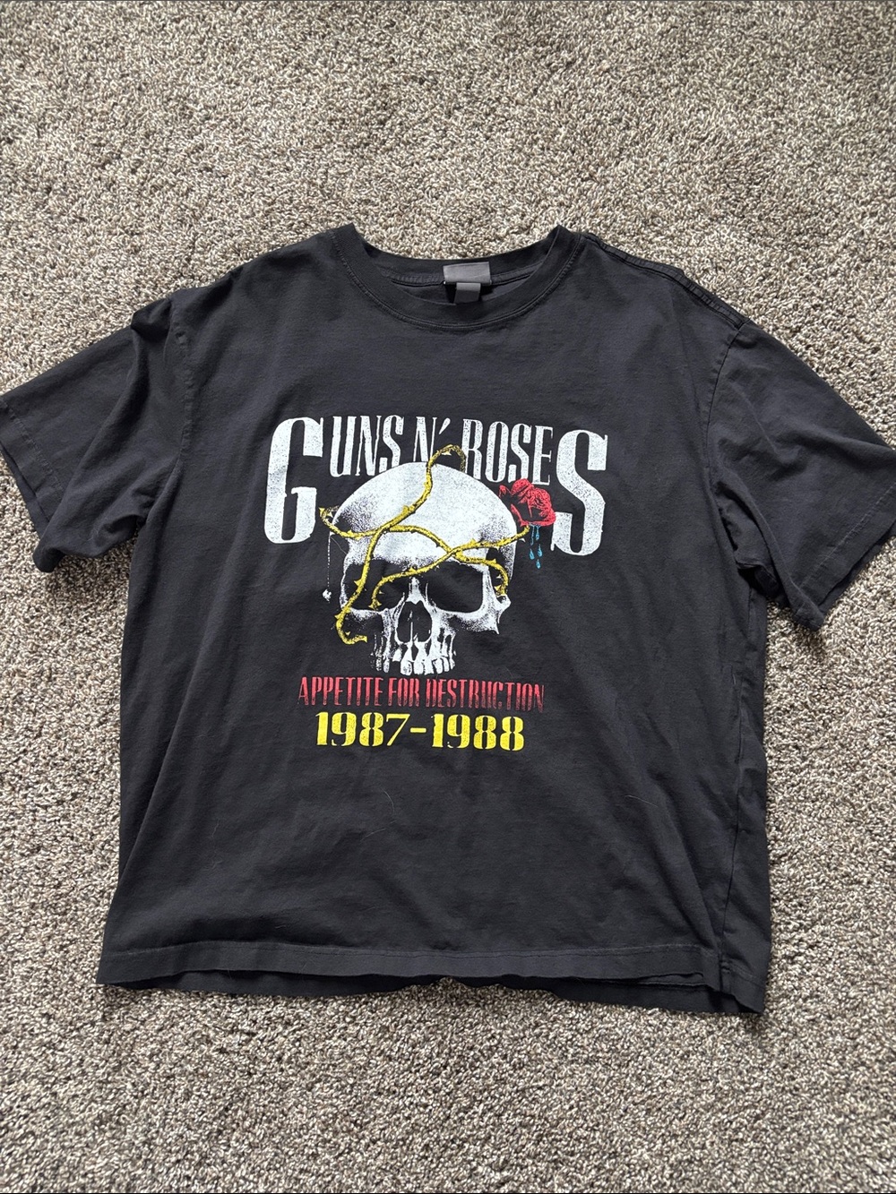 H&M Black Guns N' Roses Graphic Tee with Yellow and Red Accents